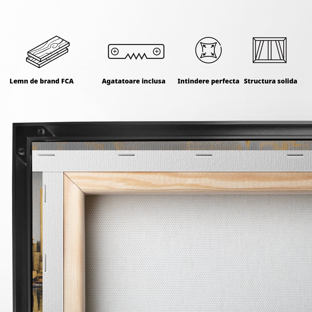Tablou Canvas Premium LuxCanva® A1383, Oras In Oglinda , Living, Cladiri, Reflexie, Dormitor, Culori Vibrante