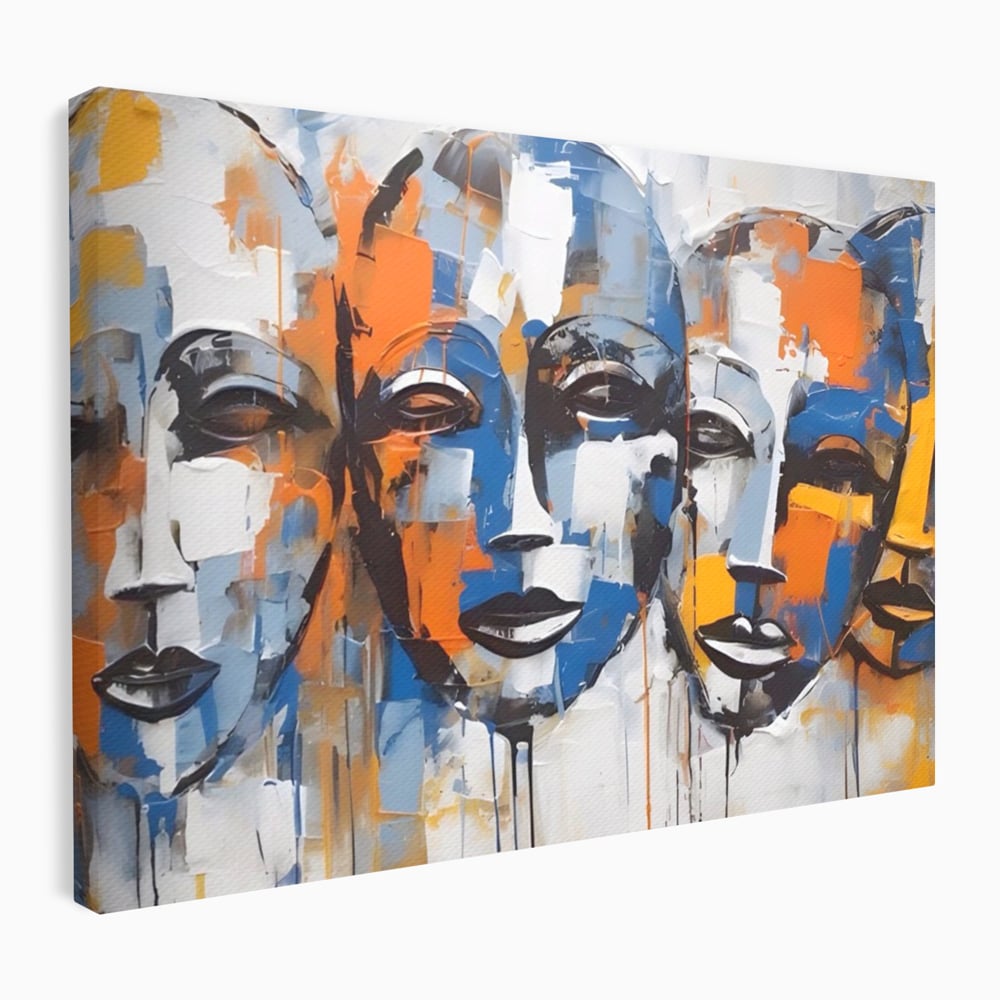 Tablou Canvas Premium LuxCanva® A1385, 4Faces , Living, Chipuri, Copii, Masti, Dormitor, Culori Vibrante