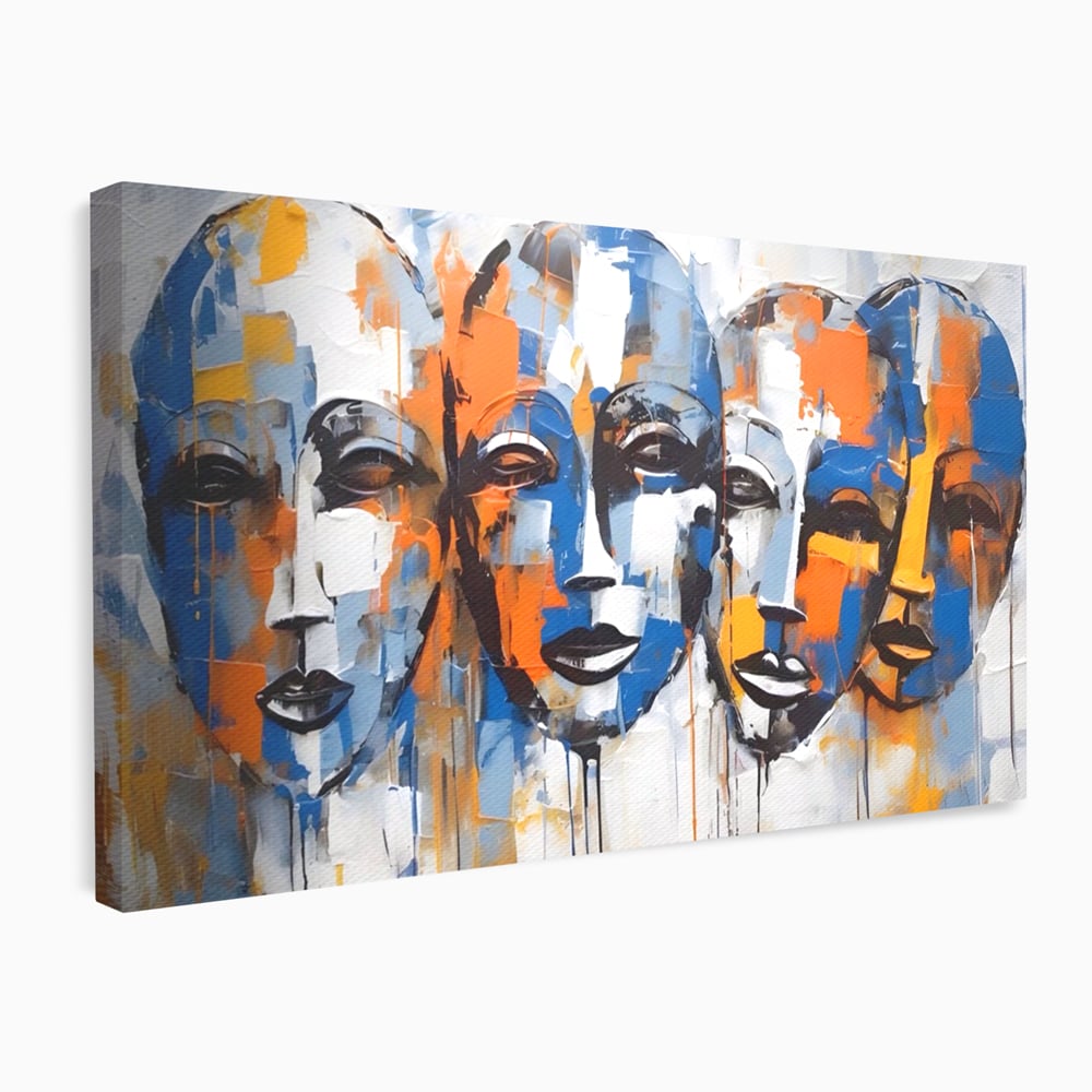Tablou Canvas Premium LuxCanva® A1385, 4Faces , Living, Chipuri, Copii, Masti, Dormitor, Culori Vibrante