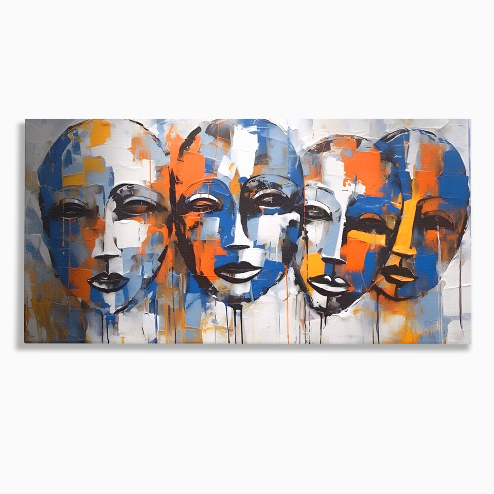 Tablou Canvas Premium LuxCanva® A1385, 4Faces , Living, Chipuri, Copii, Masti, Dormitor, Culori Vibrante