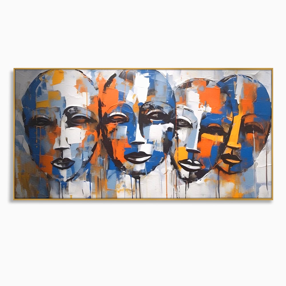 Tablou Canvas Premium LuxCanva® A1385, 4Faces , Living, Chipuri, Copii, Masti, Dormitor, Culori Vibrante