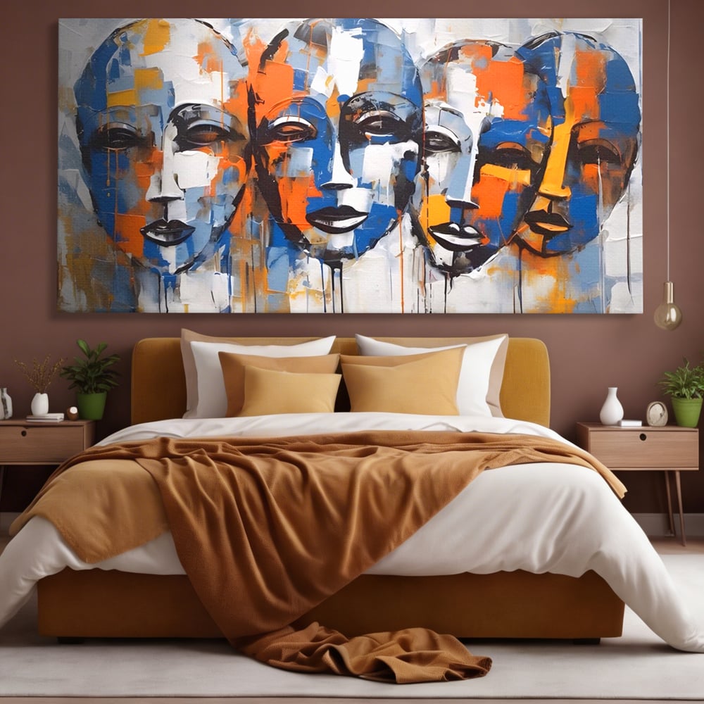 Tablou Canvas Premium LuxCanva® A1385, 4Faces , Living, Chipuri, Copii, Masti, Dormitor, Culori Vibrante