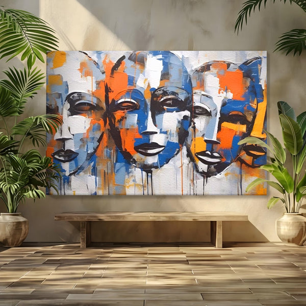 Tablou Canvas Premium LuxCanva® A1385, 4Faces , Living, Chipuri, Copii, Masti, Dormitor, Culori Vibrante