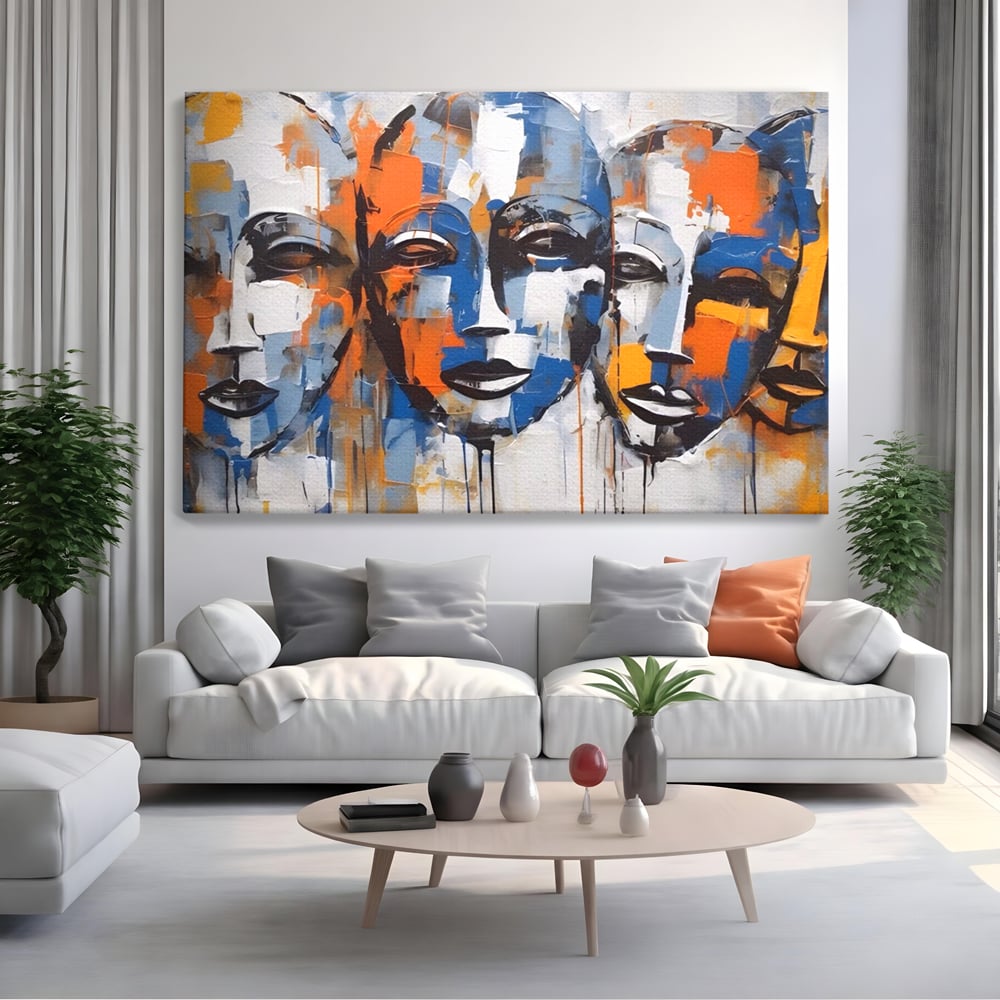 Tablou Canvas Premium LuxCanva® A1385, 4Faces , Living, Chipuri, Copii, Masti, Dormitor, Culori Vibrante