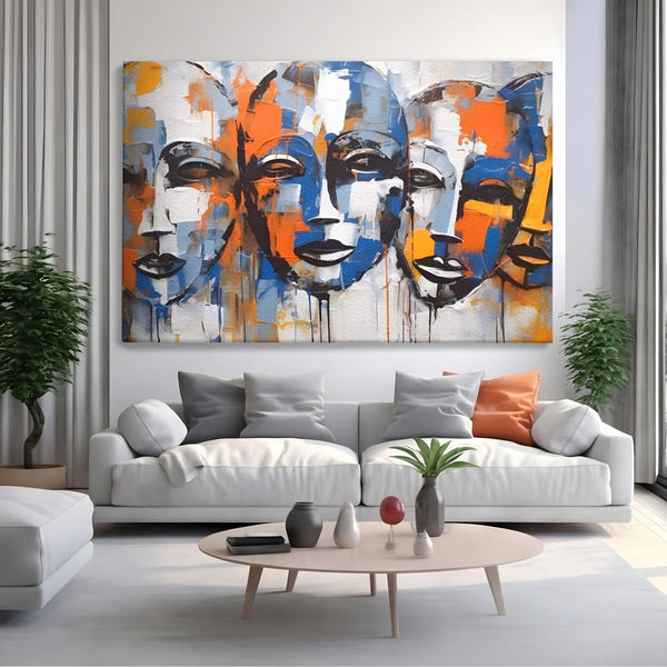 Tablou Canvas Premium LuxCanva® A1385, 4Faces , Living, Chipuri, Copii, Masti, Dormitor, Culori Vibrante