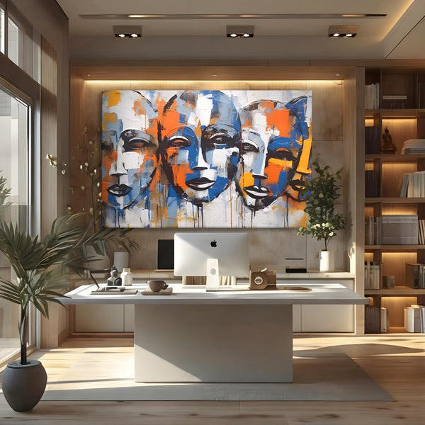Tablou Canvas Premium LuxCanva® A1385, 4Faces , Living, Chipuri, Copii, Masti, Dormitor, Culori Vibrante