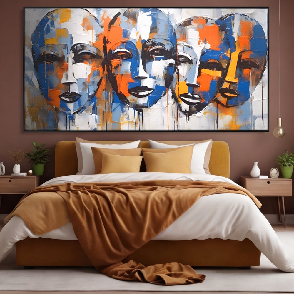 Tablou Canvas Premium LuxCanva® A1385, 4Faces , Living, Chipuri, Copii, Masti, Dormitor, Culori Vibrante