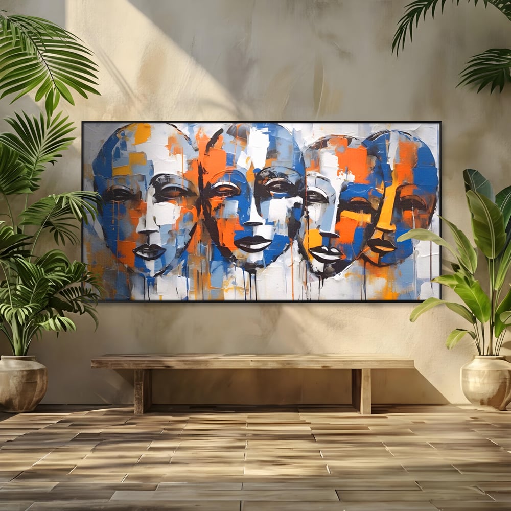 Tablou Canvas Premium LuxCanva® A1385, 4Faces , Living, Chipuri, Copii, Masti, Dormitor, Culori Vibrante