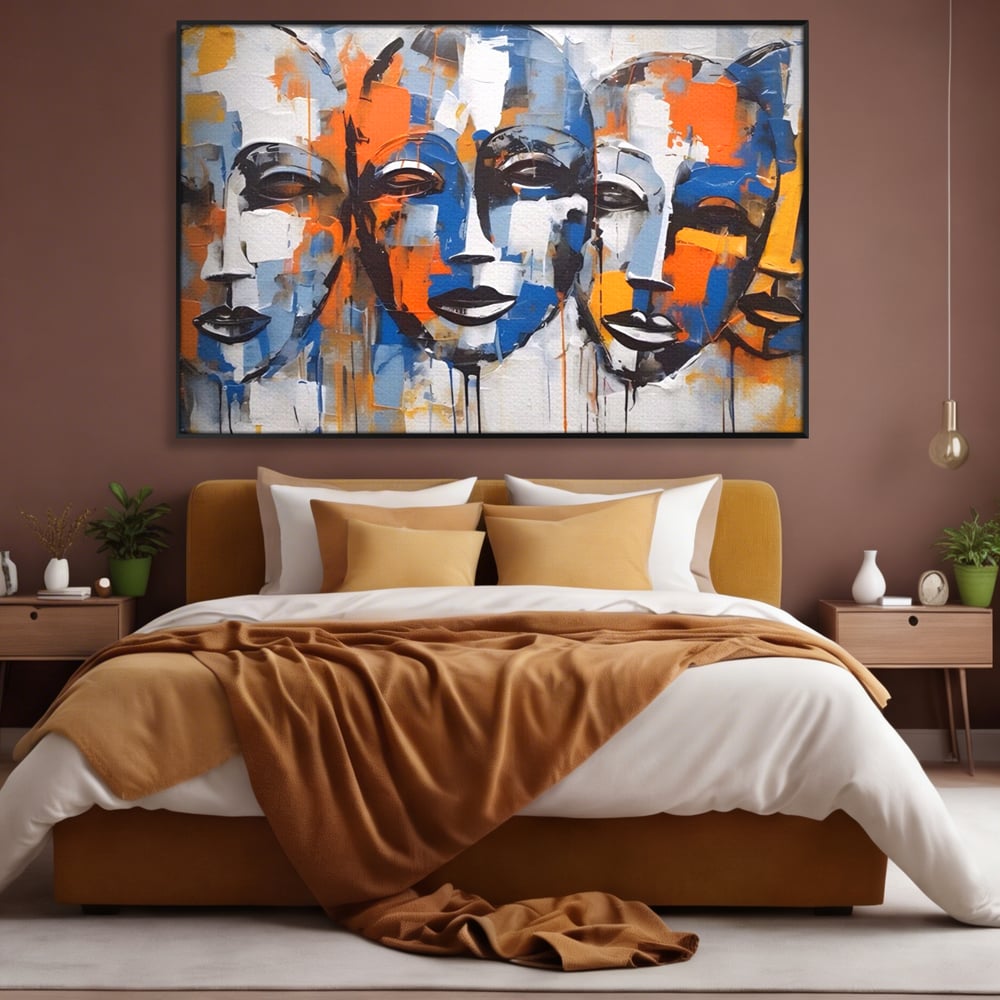 Tablou Canvas Premium LuxCanva® A1385, 4Faces , Living, Chipuri, Copii, Masti, Dormitor, Culori Vibrante