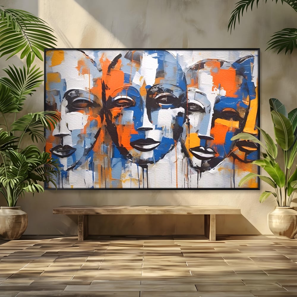 Tablou Canvas Premium LuxCanva® A1385, 4Faces , Living, Chipuri, Copii, Masti, Dormitor, Culori Vibrante