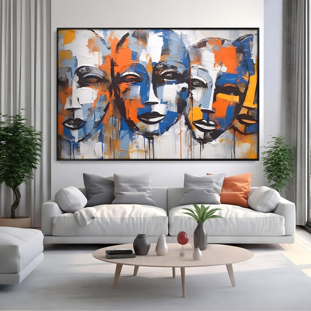 Tablou Canvas Premium LuxCanva® A1385, 4Faces , Living, Chipuri, Copii, Masti, Dormitor, Culori Vibrante