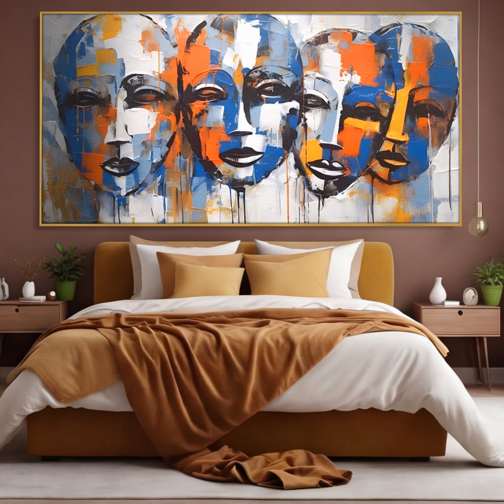 Tablou Canvas Premium LuxCanva® A1385, 4Faces , Living, Chipuri, Copii, Masti, Dormitor, Culori Vibrante