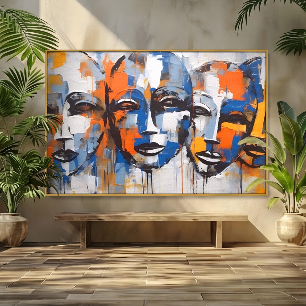 Tablou Canvas Premium LuxCanva® A1385, 4Faces , Living, Chipuri, Copii, Masti, Dormitor, Culori Vibrante