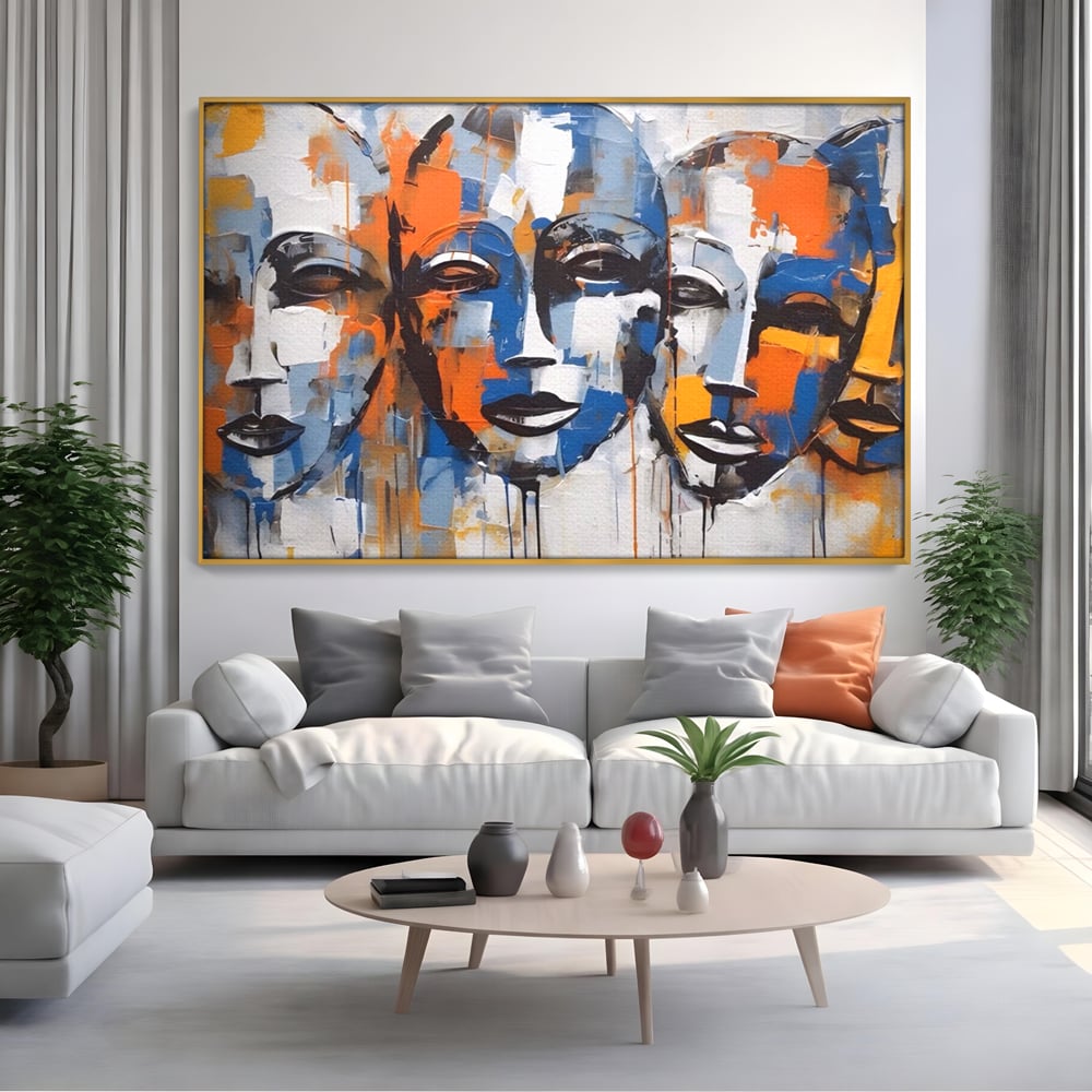 Tablou Canvas Premium LuxCanva® A1385, 4Faces , Living, Chipuri, Copii, Masti, Dormitor, Culori Vibrante