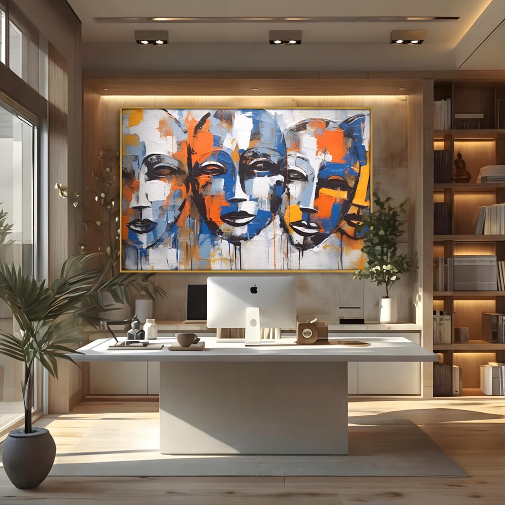 Tablou Canvas Premium LuxCanva® A1385, 4Faces , Living, Chipuri, Copii, Masti, Dormitor, Culori Vibrante