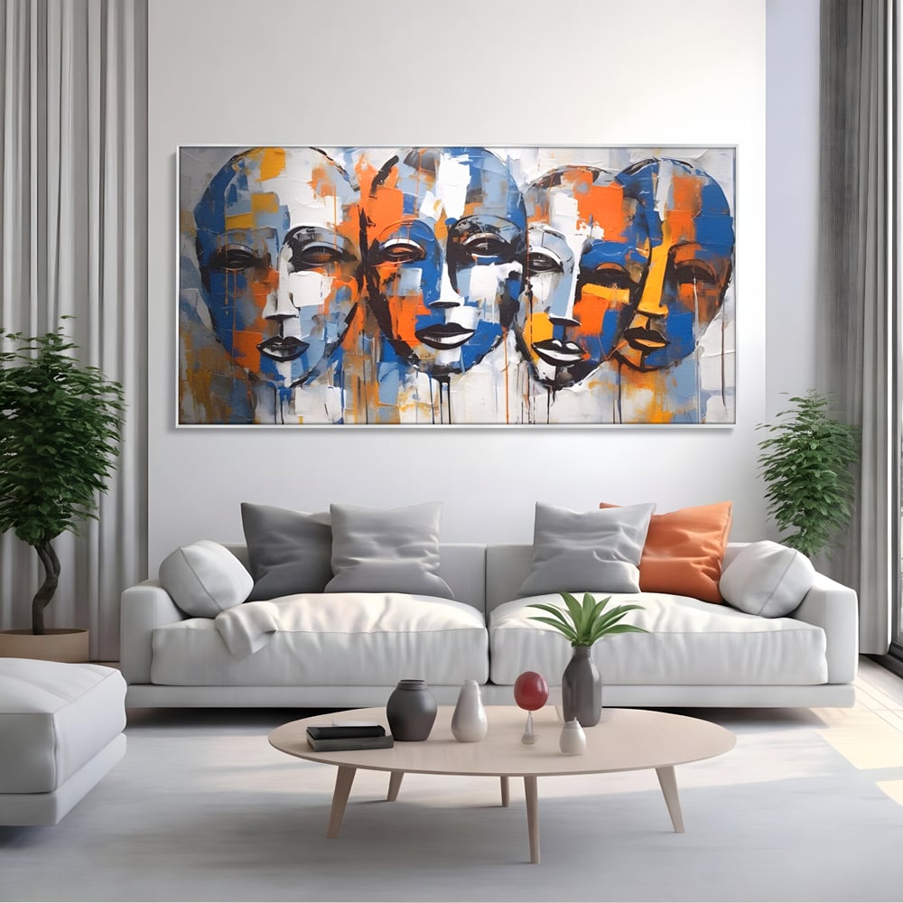 Tablou Canvas Premium LuxCanva® A1385, 4Faces , Living, Chipuri, Copii, Masti, Dormitor, Culori Vibrante