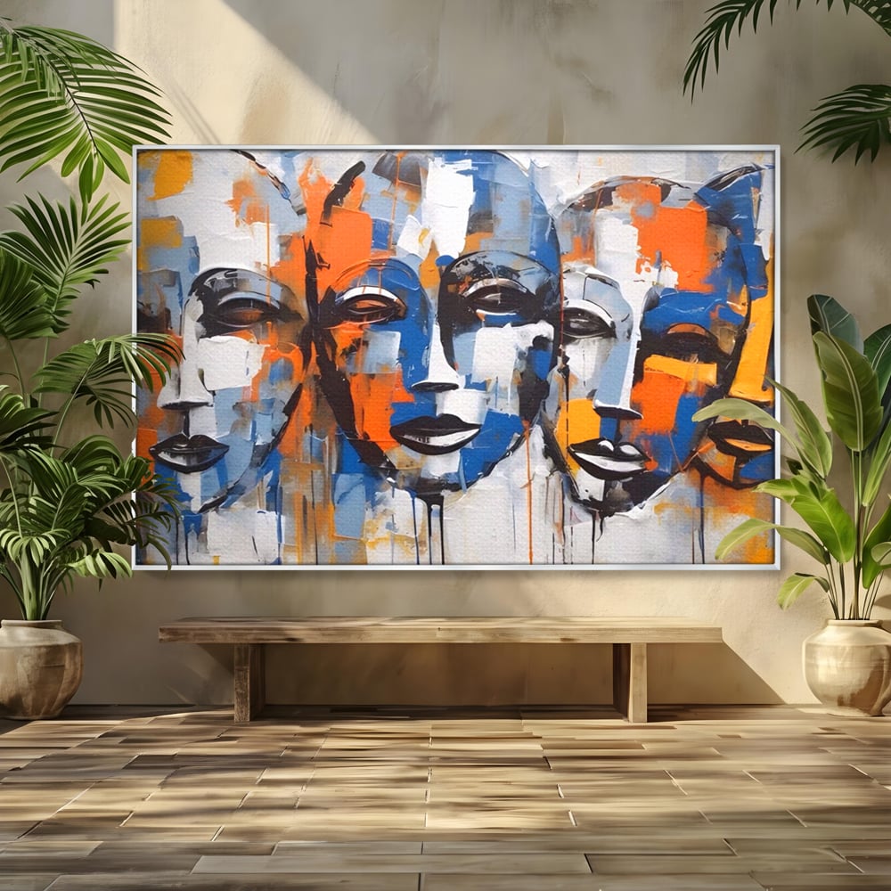 Tablou Canvas Premium LuxCanva® A1385, 4Faces , Living, Chipuri, Copii, Masti, Dormitor, Culori Vibrante