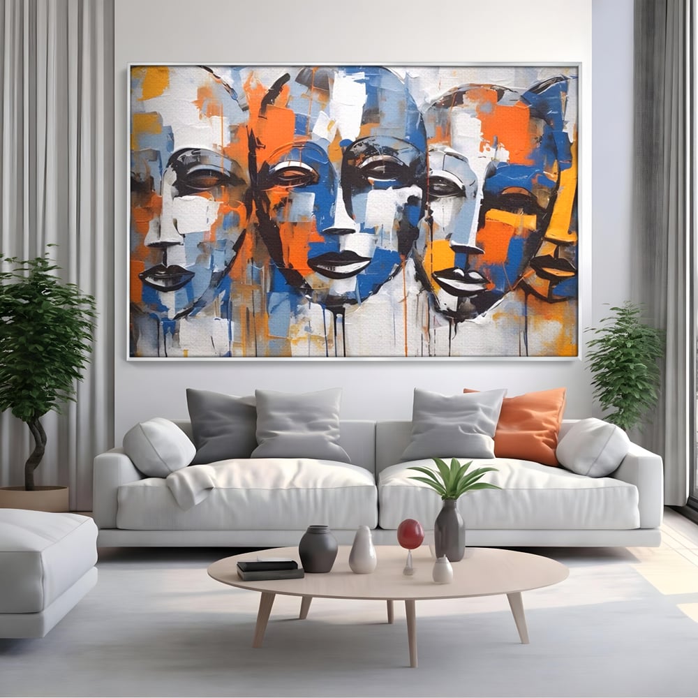 Tablou Canvas Premium LuxCanva® A1385, 4Faces , Living, Chipuri, Copii, Masti, Dormitor, Culori Vibrante