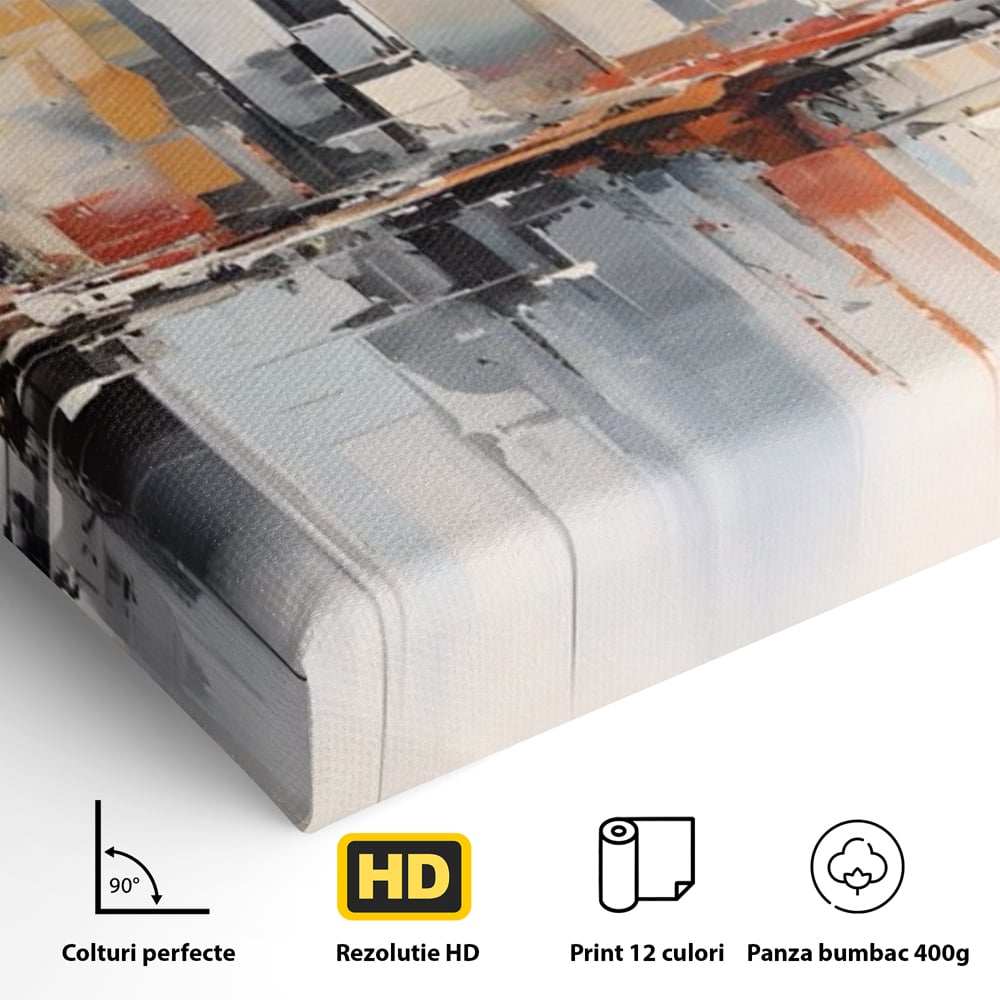 Tablou Canvas Premium LuxCanva® A1386, The City , Living, Oras, Cladiri, Reflexie, Dormitor, Culori Vibrante