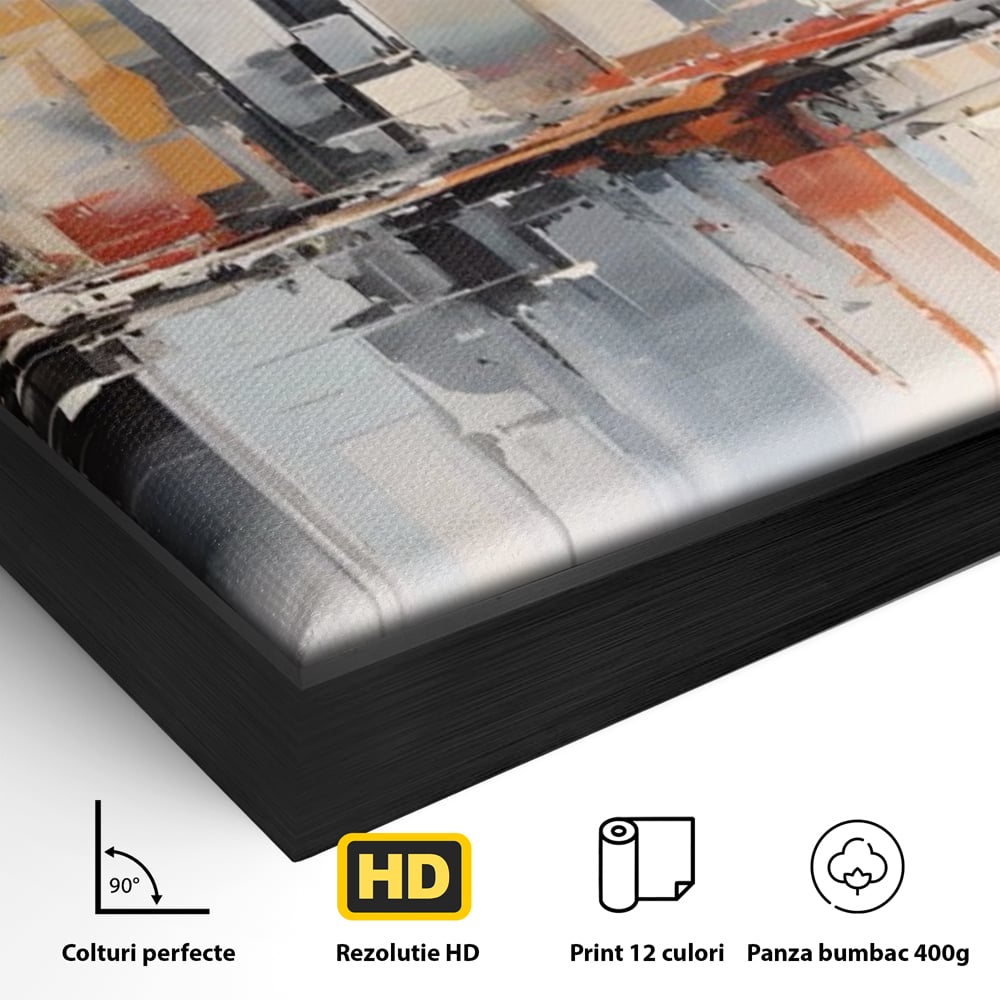 Tablou Canvas Premium LuxCanva® A1386, The City , Living, Oras, Cladiri, Reflexie, Dormitor, Culori Vibrante