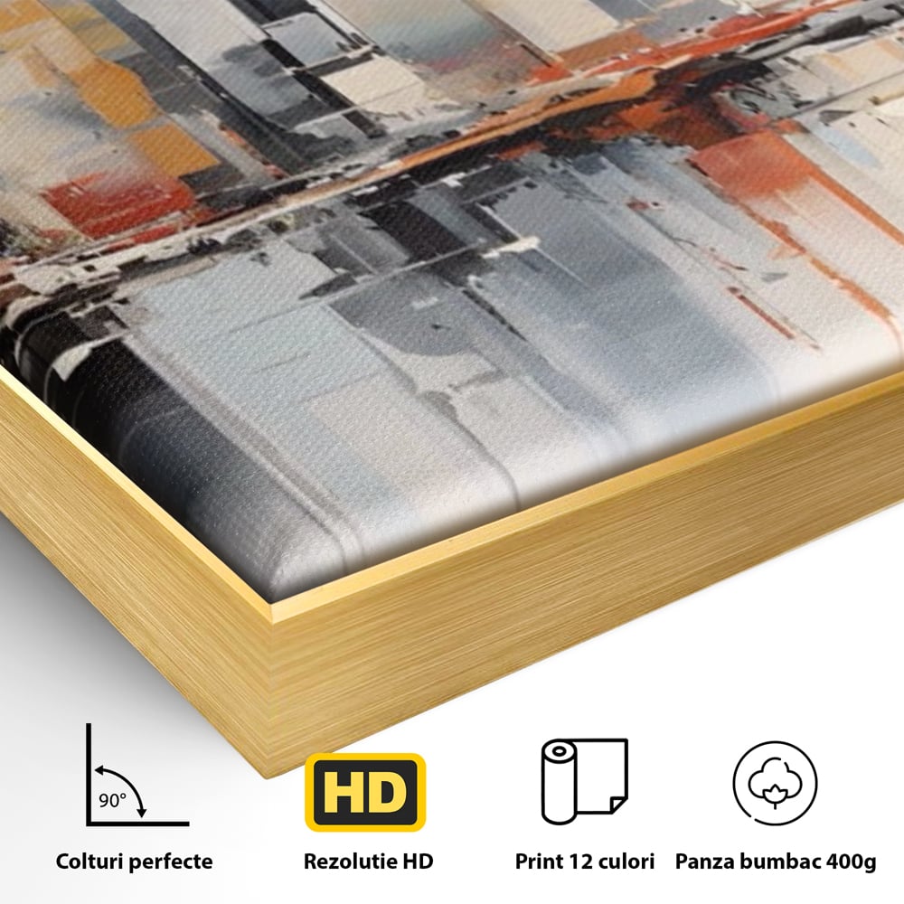 Tablou Canvas Premium LuxCanva® A1386, The City , Living, Oras, Cladiri, Reflexie, Dormitor, Culori Vibrante