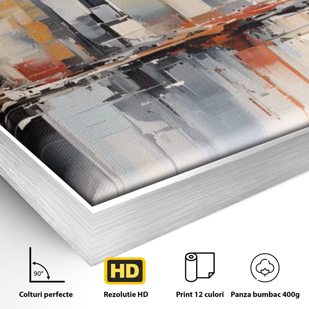 Tablou Canvas Premium LuxCanva® A1386, The City , Living, Oras, Cladiri, Reflexie, Dormitor, Culori Vibrante