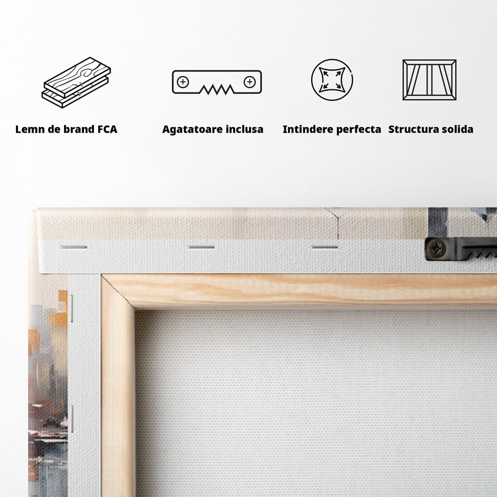 Tablou Canvas Premium LuxCanva® A1386, The City , Living, Oras, Cladiri, Reflexie, Dormitor, Culori Vibrante