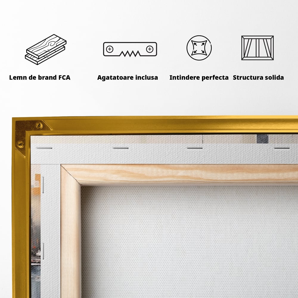 Tablou Canvas Premium LuxCanva® A1386, The City , Living, Oras, Cladiri, Reflexie, Dormitor, Culori Vibrante