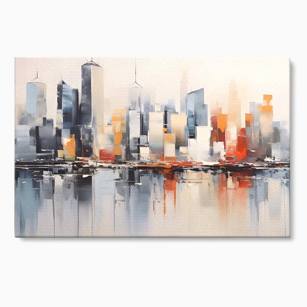 Tablou Canvas Premium LuxCanva® A1386, The City , Living, Oras, Cladiri, Reflexie, Dormitor, Culori Vibrante
