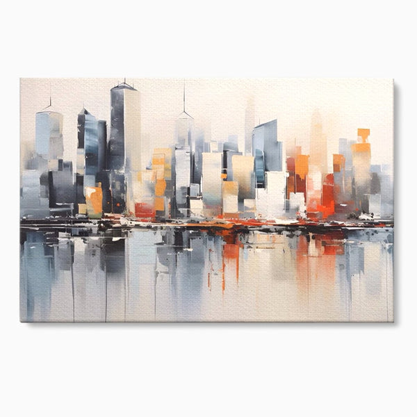 Tablou Canvas Premium LuxCanva® A1386, The City , Living, Oras, Cladiri, Reflexie, Dormitor, Culori Vibrante