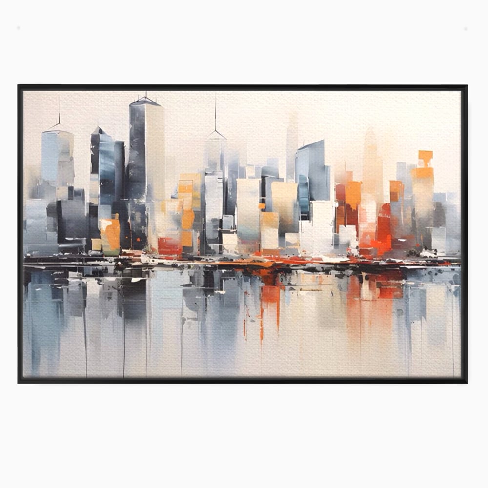 Tablou Canvas Premium LuxCanva® A1386, The City , Living, Oras, Cladiri, Reflexie, Dormitor, Culori Vibrante