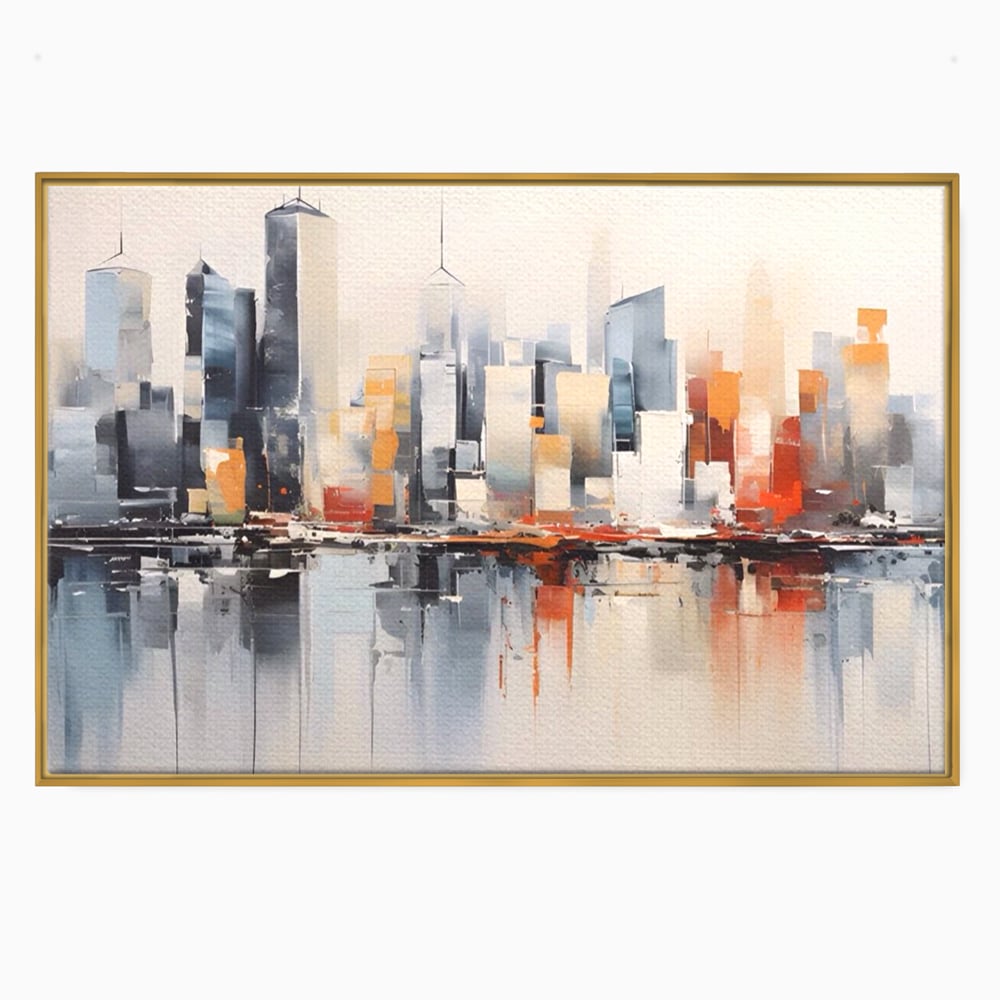 Tablou Canvas Premium LuxCanva® A1386, The City , Living, Oras, Cladiri, Reflexie, Dormitor, Culori Vibrante