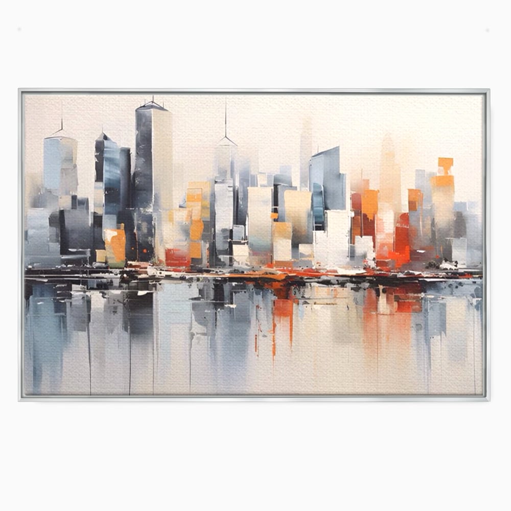 Tablou Canvas Premium LuxCanva® A1386, The City , Living, Oras, Cladiri, Reflexie, Dormitor, Culori Vibrante