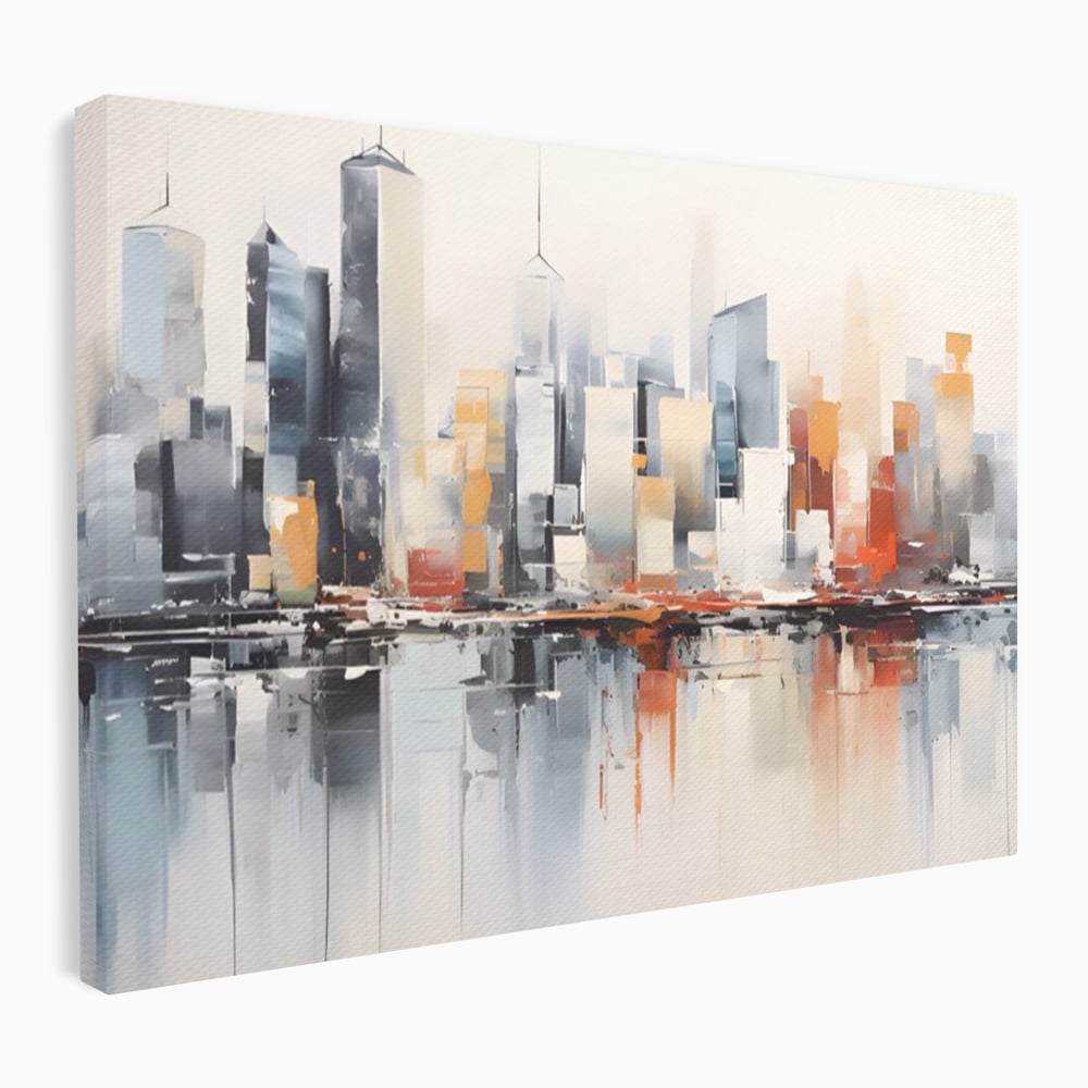 Tablou Canvas Premium LuxCanva® A1386, The City , Living, Oras, Cladiri, Reflexie, Dormitor, Culori Vibrante