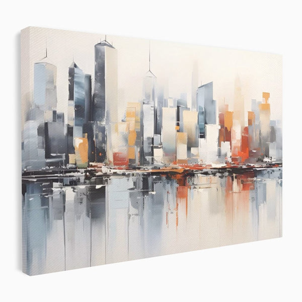 Tablou Canvas Premium LuxCanva® A1386, The City , Living, Oras, Cladiri, Reflexie, Dormitor, Culori Vibrante