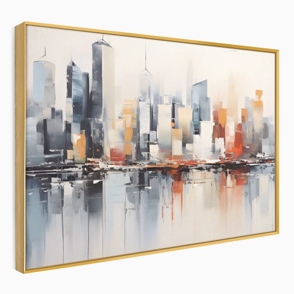 Tablou Canvas Premium LuxCanva® A1386, The City , Living, Oras, Cladiri, Reflexie, Dormitor, Culori Vibrante