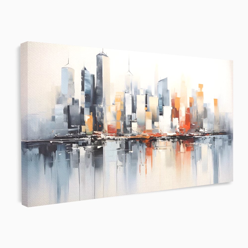 Tablou Canvas Premium LuxCanva® A1386, The City , Living, Oras, Cladiri, Reflexie, Dormitor, Culori Vibrante
