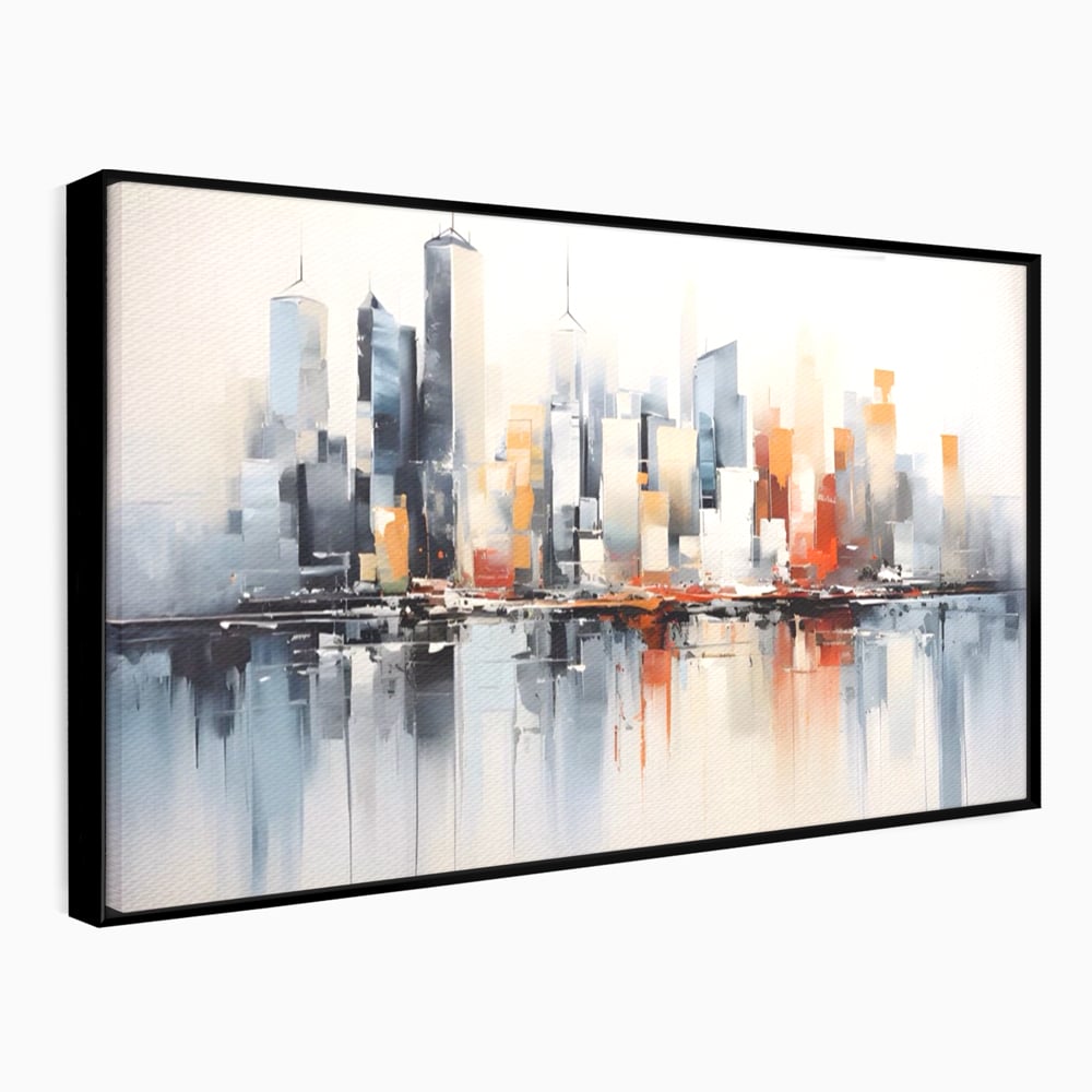 Tablou Canvas Premium LuxCanva® A1386, The City , Living, Oras, Cladiri, Reflexie, Dormitor, Culori Vibrante