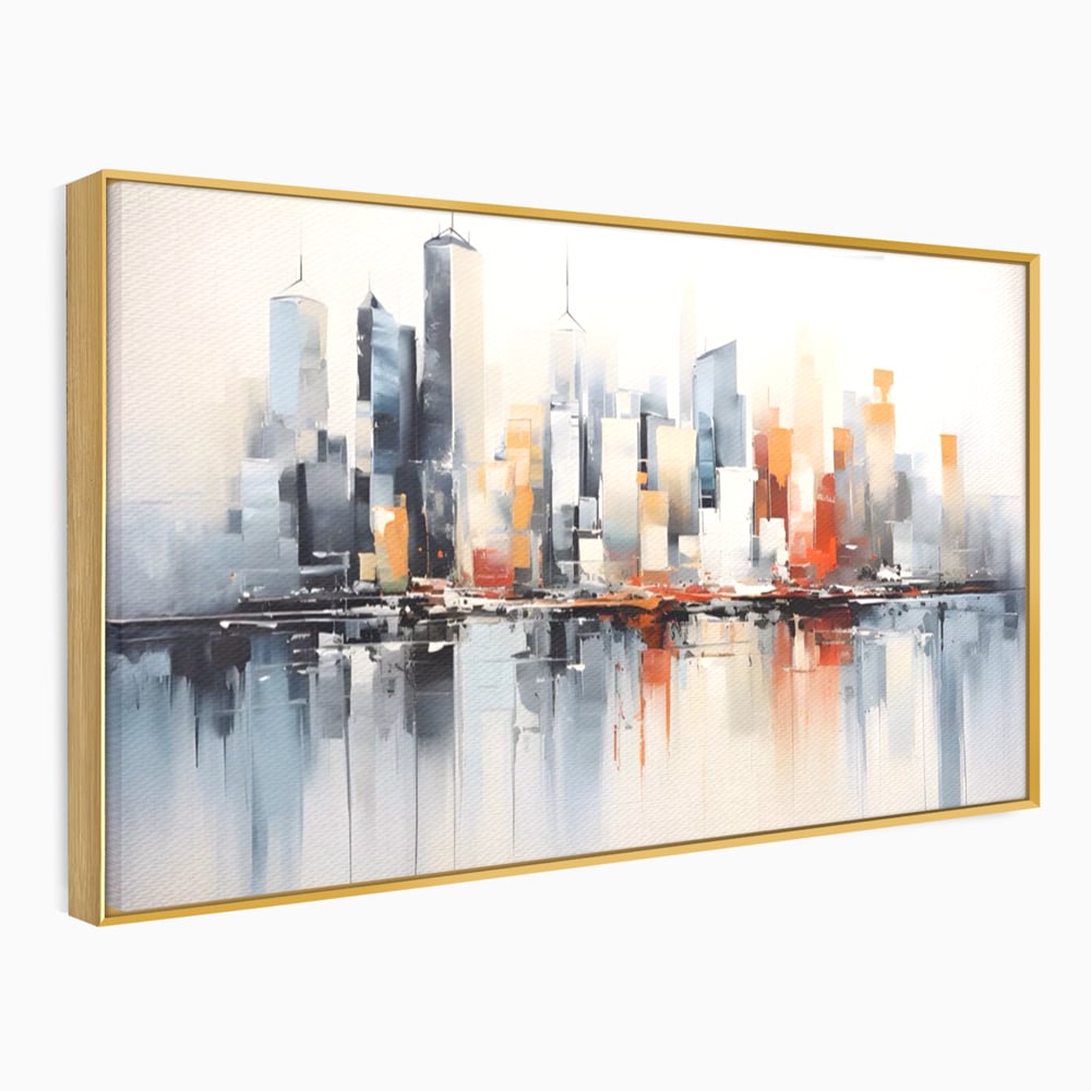 Tablou Canvas Premium LuxCanva® A1386, The City , Living, Oras, Cladiri, Reflexie, Dormitor, Culori Vibrante