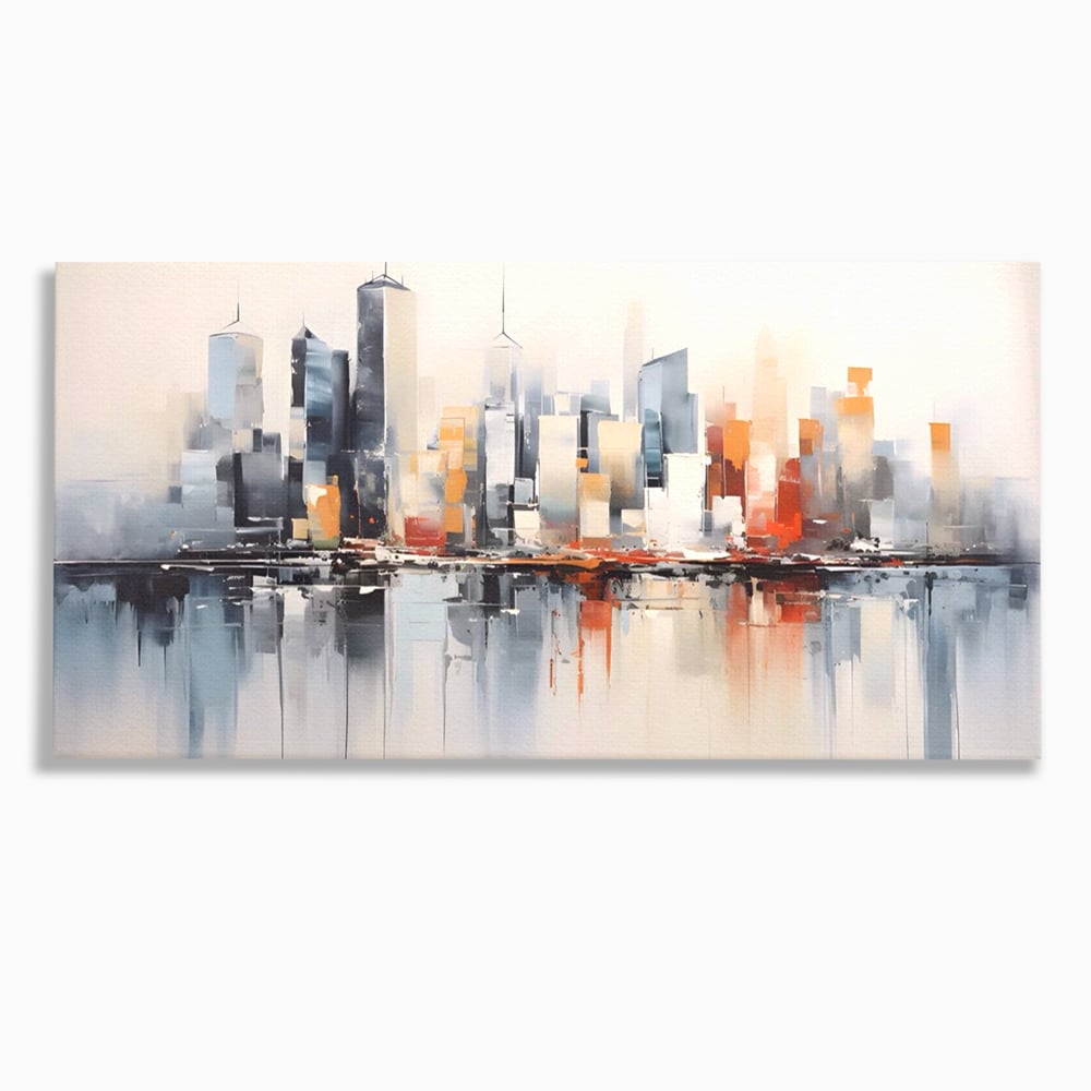 Tablou Canvas Premium LuxCanva® A1386, The City , Living, Oras, Cladiri, Reflexie, Dormitor, Culori Vibrante