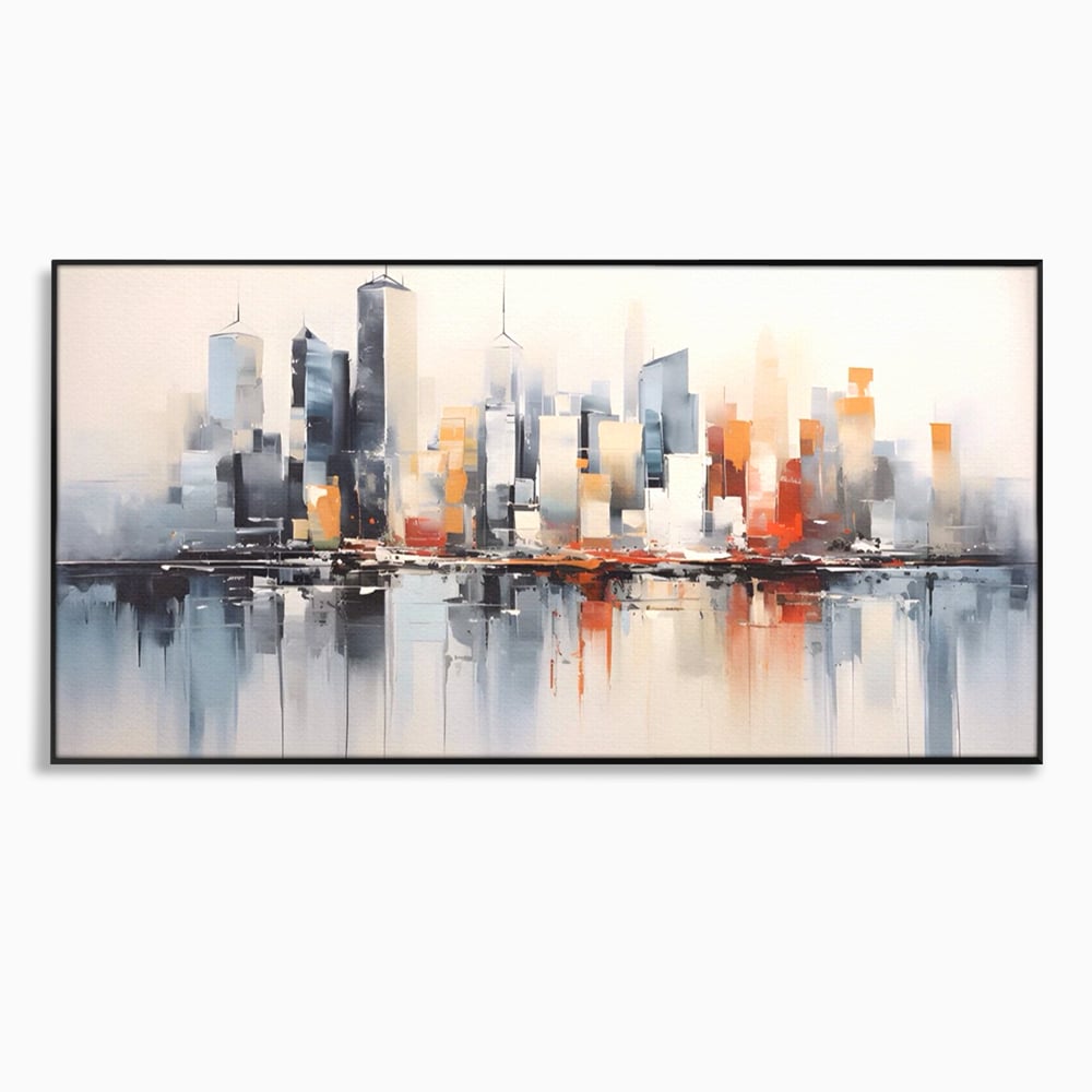 Tablou Canvas Premium LuxCanva® A1386, The City , Living, Oras, Cladiri, Reflexie, Dormitor, Culori Vibrante