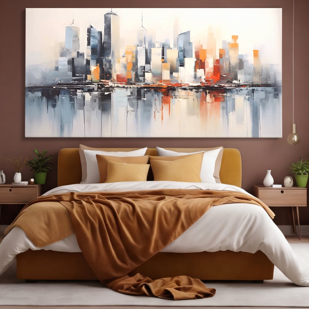 Tablou Canvas Premium LuxCanva® A1386, The City , Living, Oras, Cladiri, Reflexie, Dormitor, Culori Vibrante