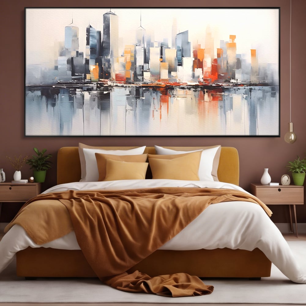 Tablou Canvas Premium LuxCanva® A1386, The City , Living, Oras, Cladiri, Reflexie, Dormitor, Culori Vibrante
