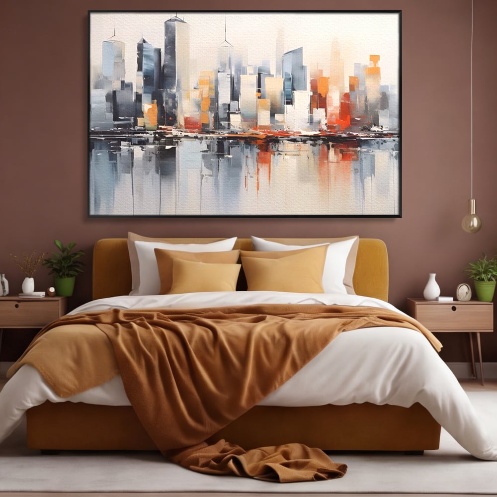 Tablou Canvas Premium LuxCanva® A1386, The City , Living, Oras, Cladiri, Reflexie, Dormitor, Culori Vibrante