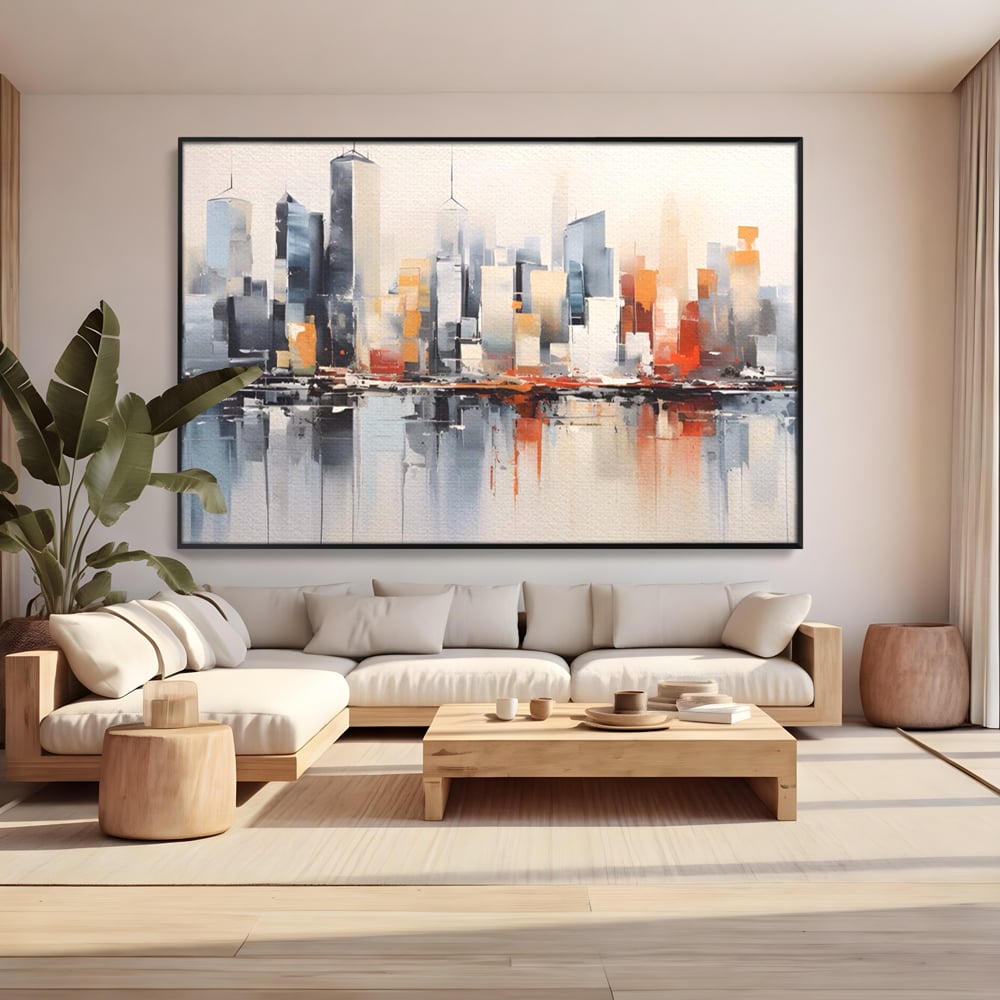 Tablou Canvas Premium LuxCanva® A1386, The City , Living, Oras, Cladiri, Reflexie, Dormitor, Culori Vibrante