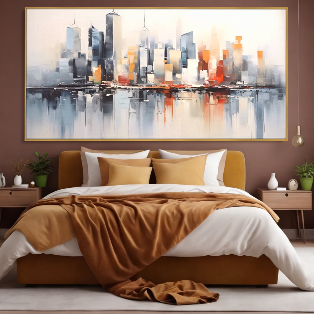 Tablou Canvas Premium LuxCanva® A1386, The City , Living, Oras, Cladiri, Reflexie, Dormitor, Culori Vibrante