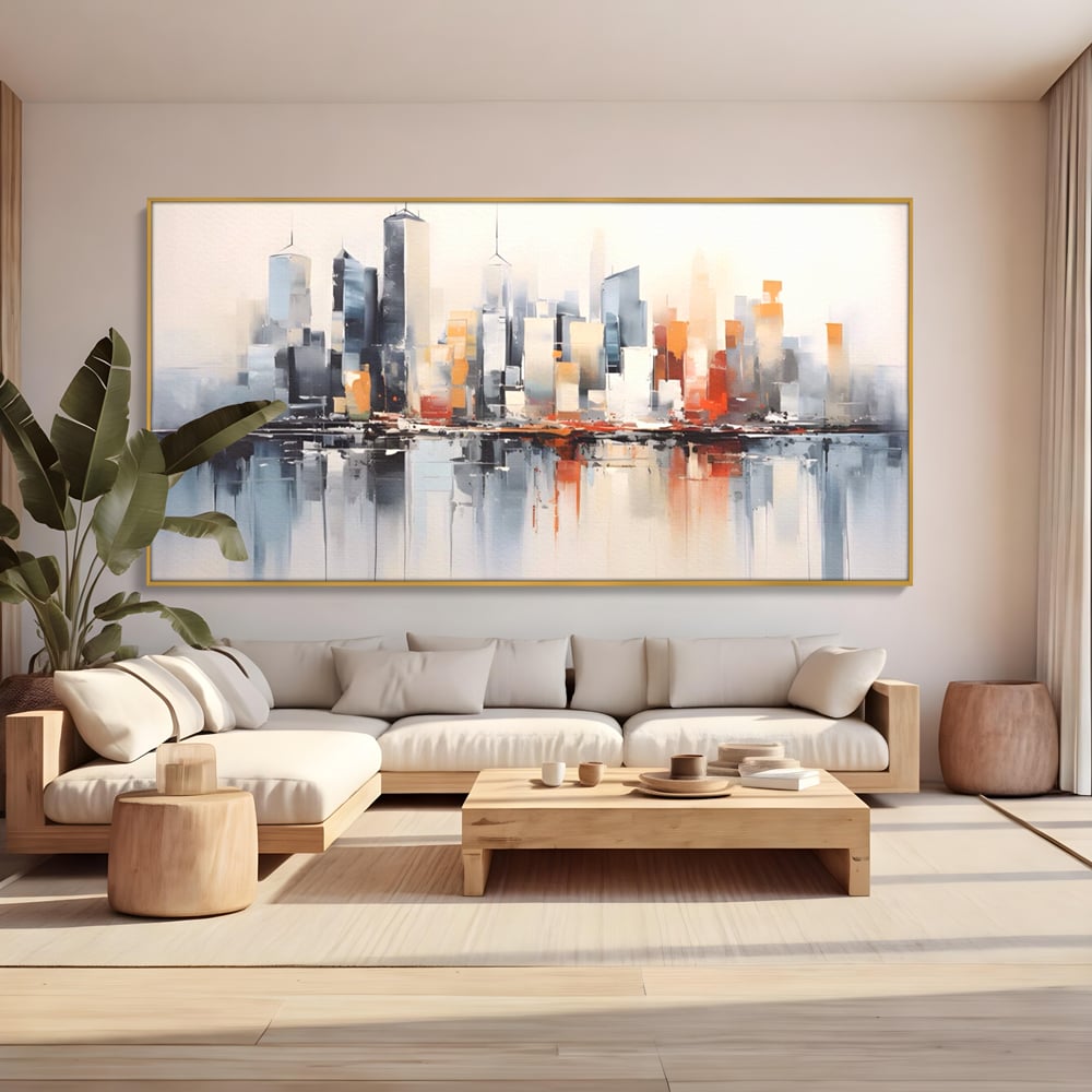 Tablou Canvas Premium LuxCanva® A1386, The City , Living, Oras, Cladiri, Reflexie, Dormitor, Culori Vibrante