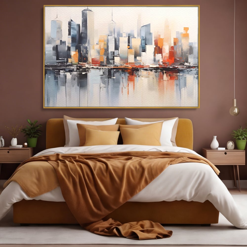 Tablou Canvas Premium LuxCanva® A1386, The City , Living, Oras, Cladiri, Reflexie, Dormitor, Culori Vibrante