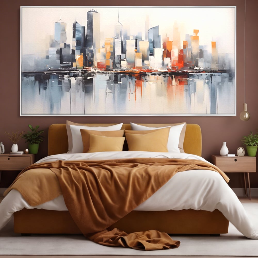 Tablou Canvas Premium LuxCanva® A1386, The City , Living, Oras, Cladiri, Reflexie, Dormitor, Culori Vibrante