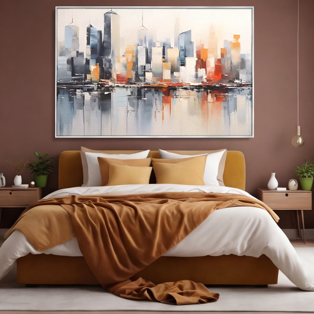 Tablou Canvas Premium LuxCanva® A1386, The City , Living, Oras, Cladiri, Reflexie, Dormitor, Culori Vibrante